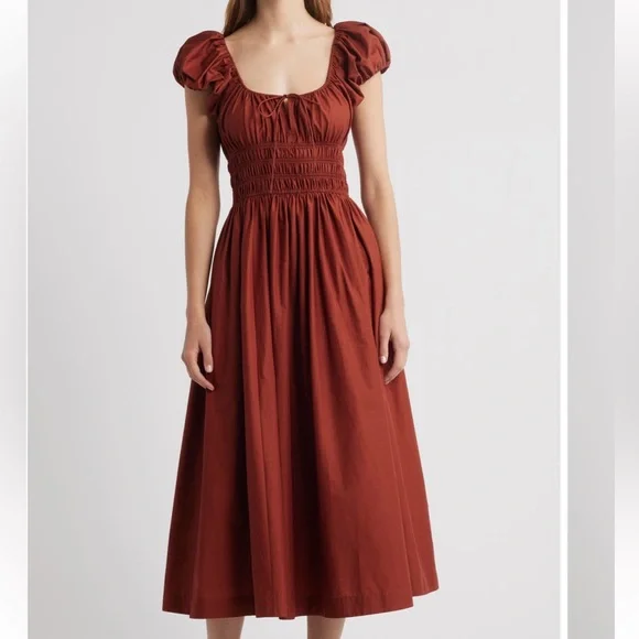 NWT DOEN Quin organic cotton poplin maxi dress in amberwood XL - Picture 6 of 9